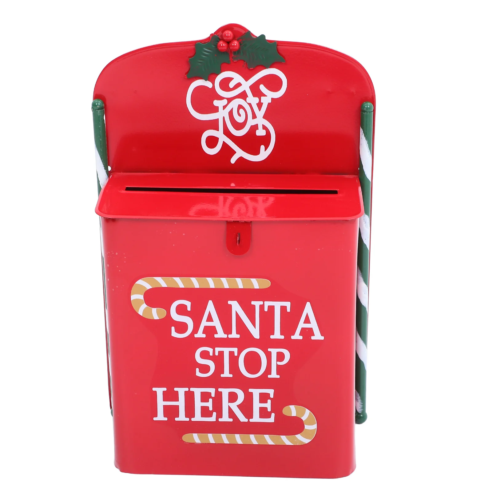 

Metal Santa Mailbox Red Wall Hanging Christmas Letter Box Xmas Mailbox Santa Stop Here Decoration Gift Christmas Post Box