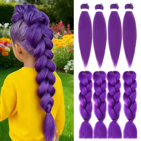 Purple Jumbo Braiding Hair Extension Synthetic Hair Heat Resistant Fiber Pre-stretched Afro Crochet Braids DIY Jumbo Braids