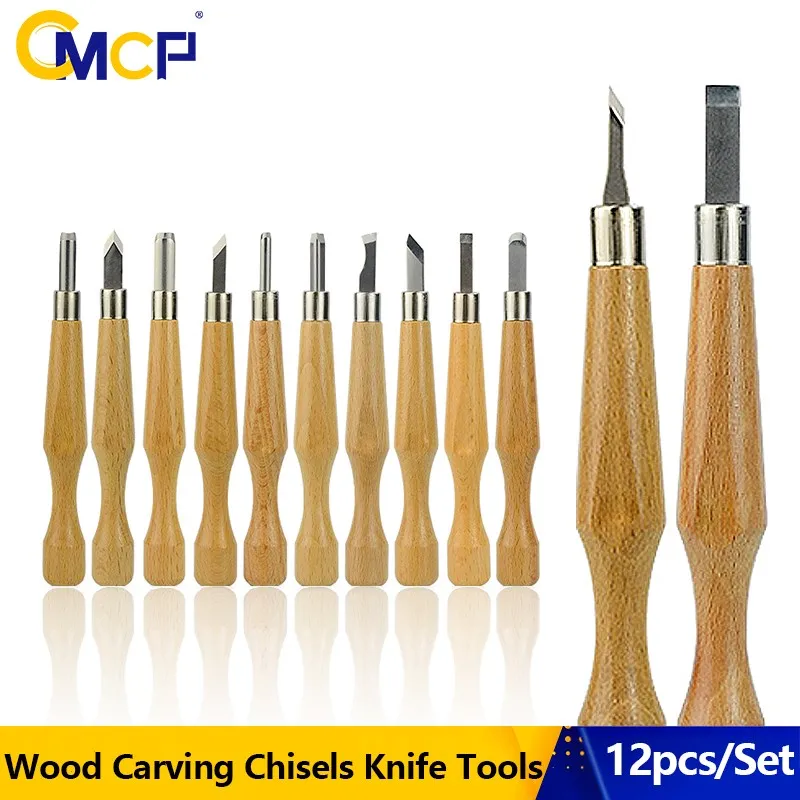 

CMCP 12pcs/Set Wood Carving Chisels Knife Wood Carving Tools For Basic Detailed Carving Woodworking Gouges Hand Tools