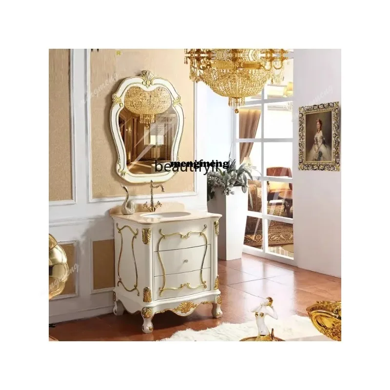 European bathroom cabinet wash basin combination French bathroom small apartment bathroom washbasin floor-to-ceiling washbasin