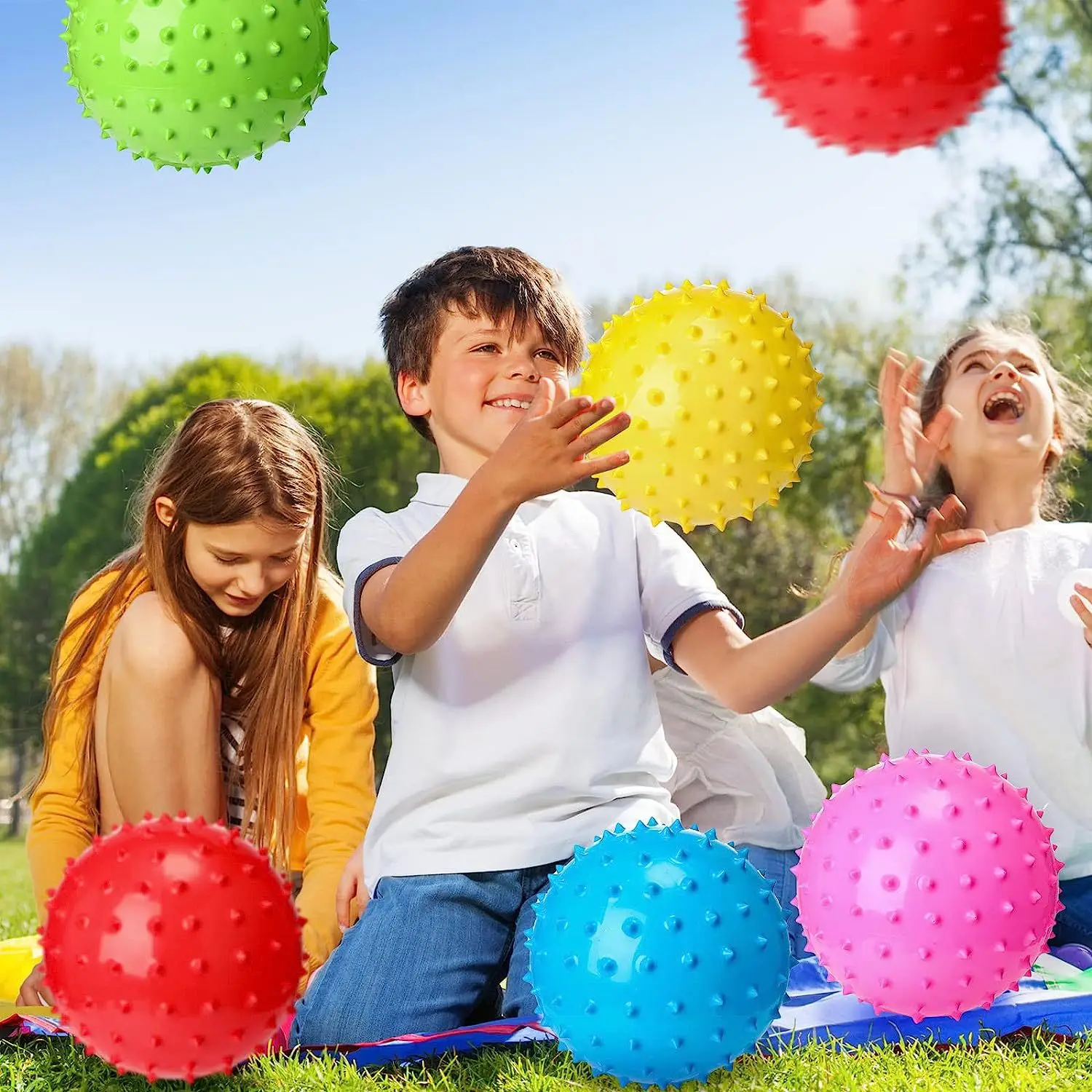 3/6 قطعة 16 سنتيمتر ألعاب ممتعة للأطفال كرة قابلة للنفخ لعبة مطاطية طفل الكرتون شوكة بالون كبير التنموية الأطفال تدليك اللعب كرات #1