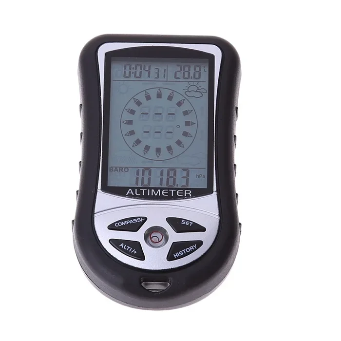 Stable 8in1 LCD Digital Altimeter Compass Barometer Thermometer Weather Forecast Time Calendar Blue Backlight Portable Hiking Hu