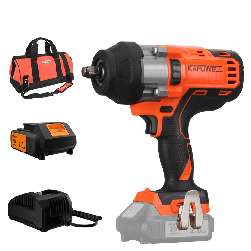 1/2inch Brushless 20V Industrial & DIY Grade Lithium-ion Battery Cordless Electric Impact Wrench for Automotive Service Tires