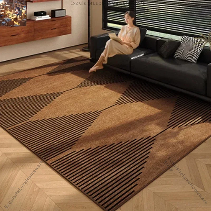 

Living Room Carpet Brown Carpets Large Area Bedroom Bedside Floor Mats High-grade American Retro Style Home Decoration Rug 거실 카펫