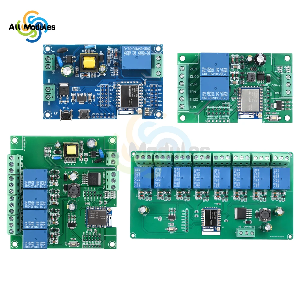 1/2/4/8 ESP-07 WIFI Relay Module Suitable For Secondary Development AC/DC Power Supply Of ESP8266 Development Board