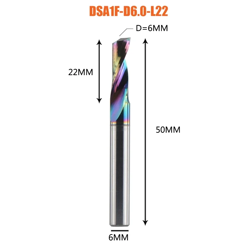Dreanique 1 st DSA1F 1-10mm Enkele Fluit Vhm Legering Frees DLC Coating Frees voor aluminium