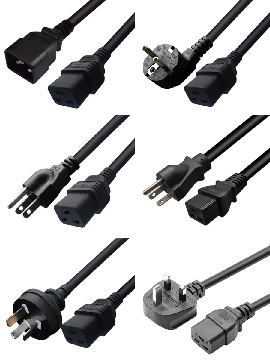 

High Power Black PVC Copper 1.8M 16A 250V C19 to C20 British Europe Australia USA 5-15P 6-20P PDU UPS server power cable