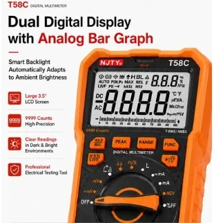 Utility Universal Meter Intelligent Digital Multimeter T58-C9999 Display Anti-mis-insertion Peak Hold Automatic Inductance Tool