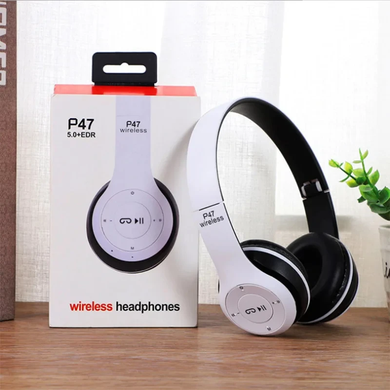 

P47 Wireless Headsets On-Ear Stereo Earphones With Mic Longer Playtime USB Charging For Smart Phone Computer Laptop Accessories