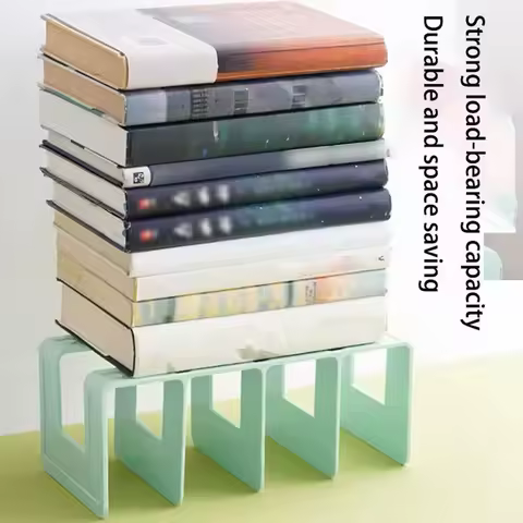 4-Grid Bookend File Organizer Multifunctional Desktop Storage Rack for Books Folders Stationery Office School Organization