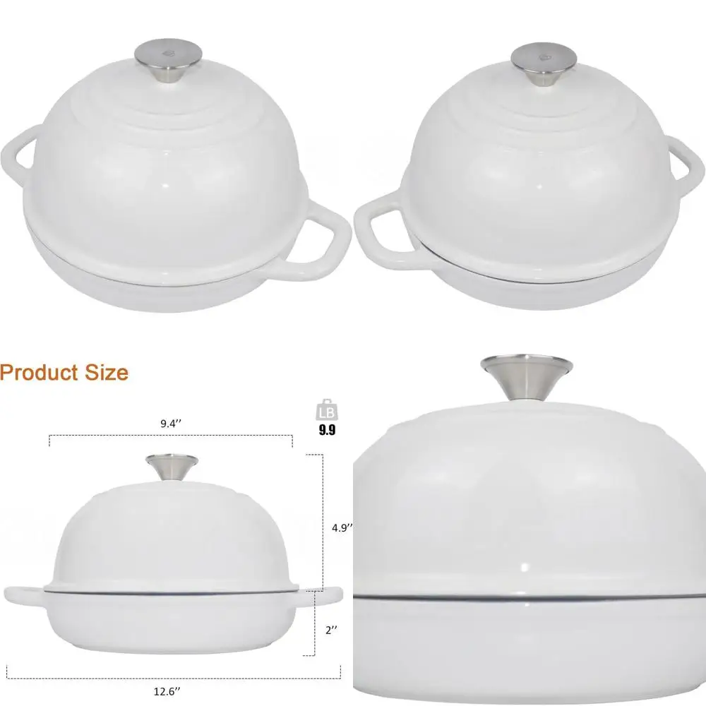 

Enameled Cast Iron Dutch Oven, 5-Quart, White - Perfect for Sourdough and Bread Baking