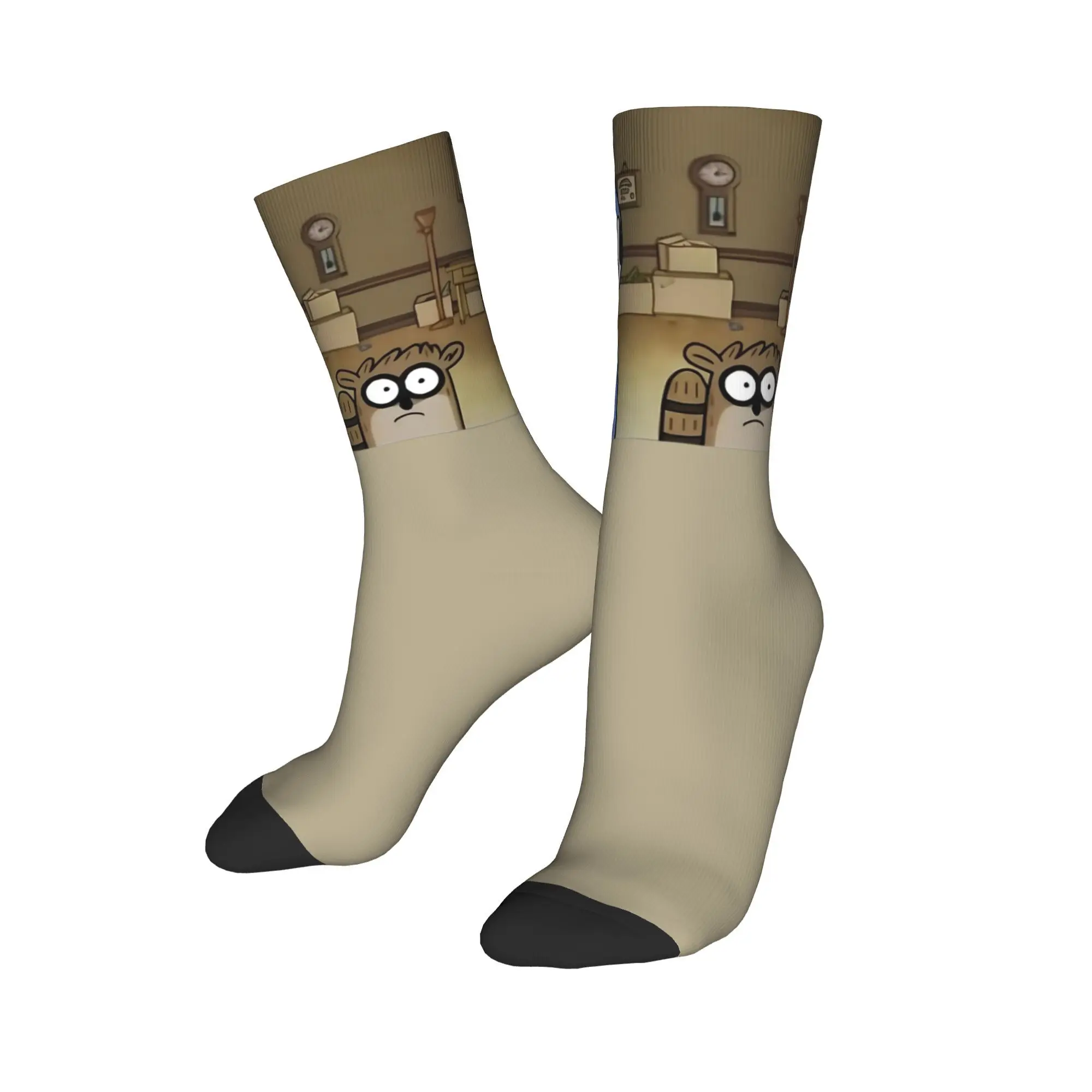 

Mordecai and Rigby Funny Chartoon Design Dress Socks Merch for Casual Wear Breathable Sock