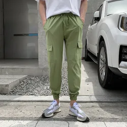 2024Autumn Men's Running Exercise Casual Pants New Outdoor Fitness Training Stretch Sweatpants Multi-Pocket Slacks