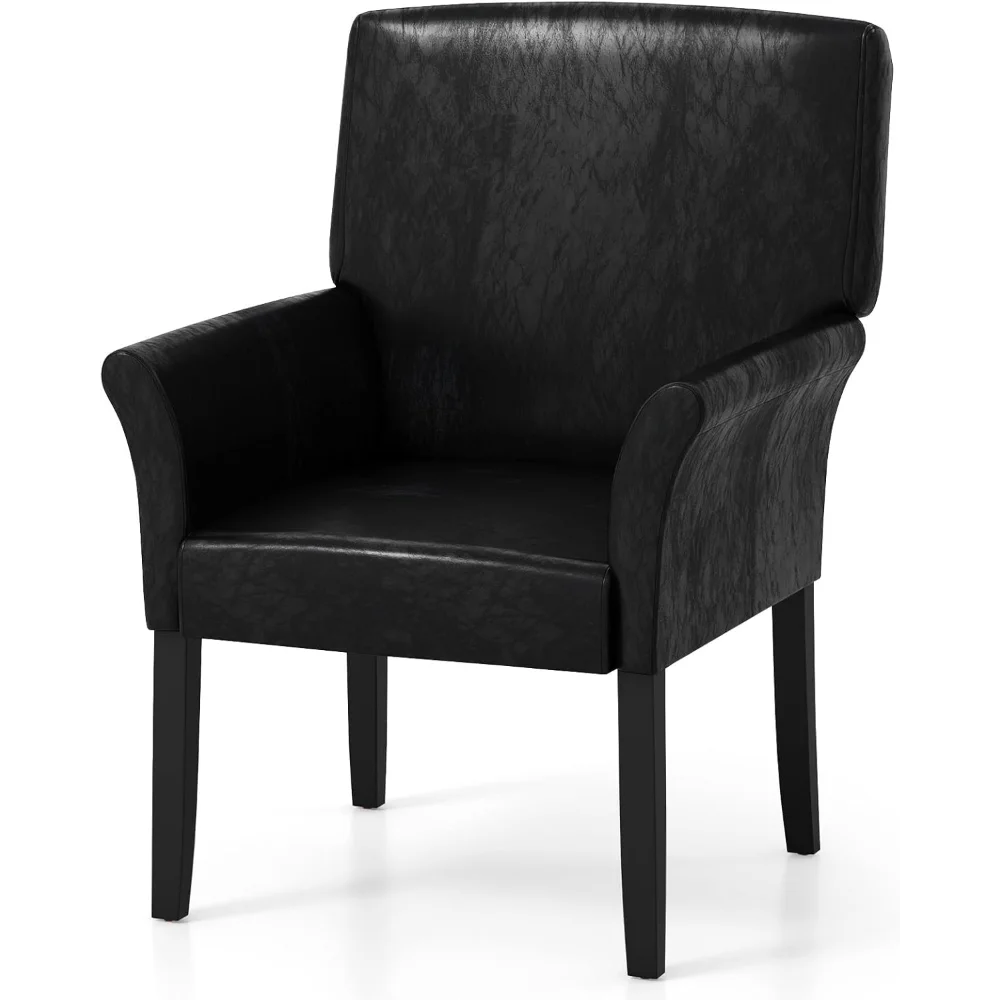 

Executive Accent Chair PU Guest Chair Office Chair Reception Waiting Room Armchair with Wooden Legs Single Sofa Home