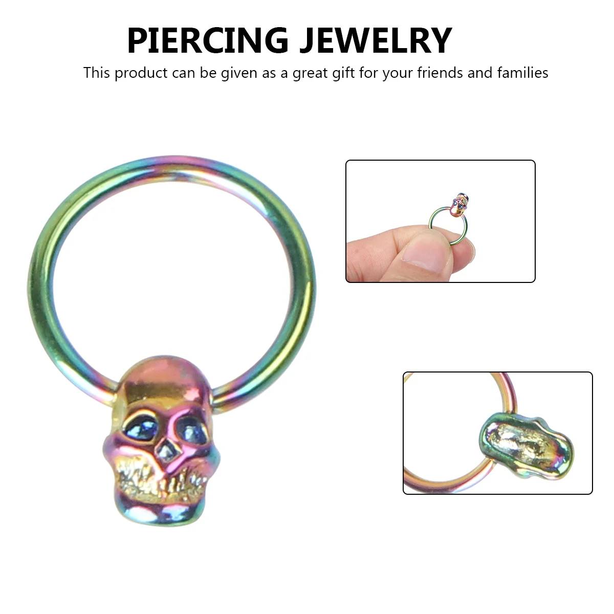 

1Pcs Skull Nose Ring Stainless Steel Piercing Jewelry Fashion Cool Delicate Nasal Ring Bar Ktv Party Accessory