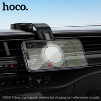 HOCO HW29 Ring Magnetic Wireless 15W Fast Charging Car Holder For IPhone14 15/16 Pro Max In Car Center Console Hidden Holder Cup