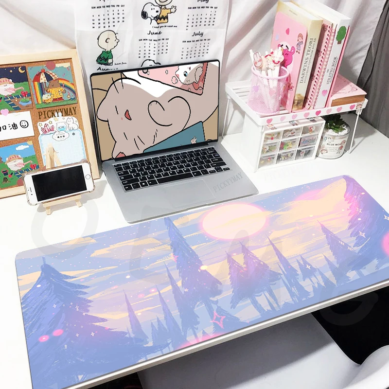 Pixel Landscape Gamer Mousepad Non-slip Mouse Pad Large Mouse Mat Natural Rubber Desk Rug PC Desk Mats Design Mousepads 40x90cm