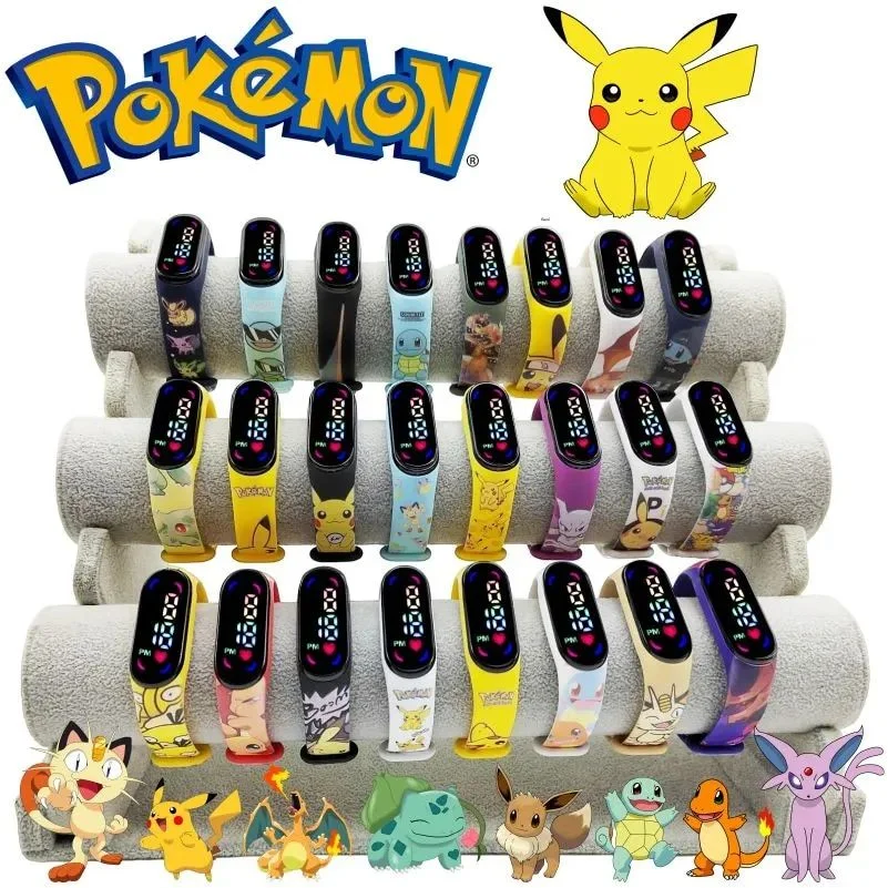 Cartoon Anime Pokemon dzieci ogląda zabawki Kawaii Pikachu sportowa elektroniczna wodoodporny zegarek LED opaska na rękę dla dzieci prezent