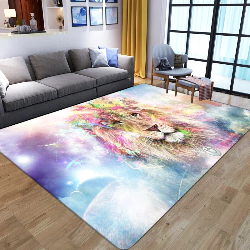 Cartoon Animal Lion 3D Carpets Living Room Soft Anti-slip Bath Mat Bedroom Floor Mats Kids Play Area Rugs Extra Cushions Doormat