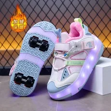 

Новые детские флисовые кроссовки для ходьбы и теплые роликовые коньки 2026 года. Дышащие кроссовки на шнуровке для детей. Подарок для детей.