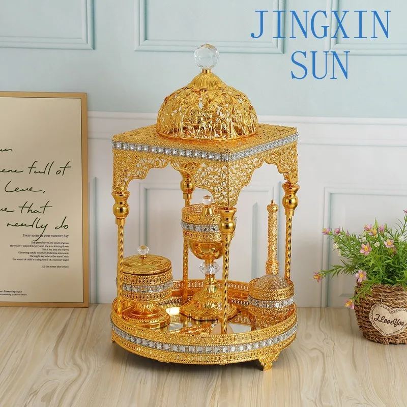 Metal Incense Burner Set for Home Decor Aromatherapy for Living Room Bedroom Bathroom for Arab Middle East Style for Ramadan