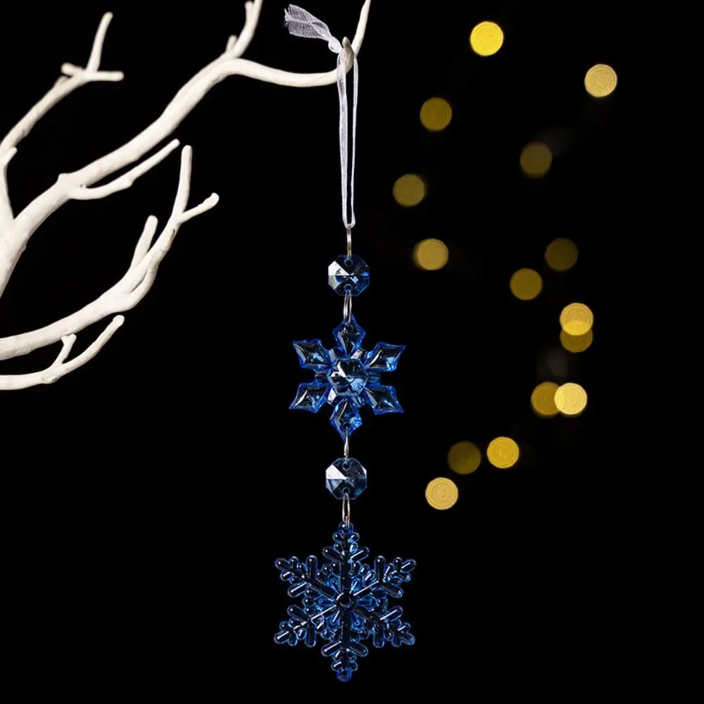 4pcs Acrylic Christmas Snowflake Icicle Pendants Colorful Transparent Snowflake Ice Strip Pendants Exquisite DIY