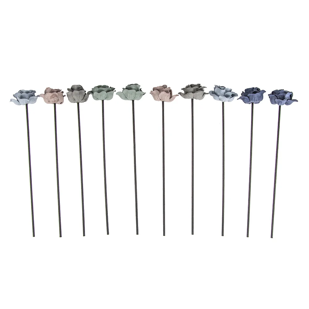 10PCS Leather Velvet Blue Grey Flower Rattan Sticks Fireless Fragrances Reed Diffuser Stick Diy Ornaments Home Decor