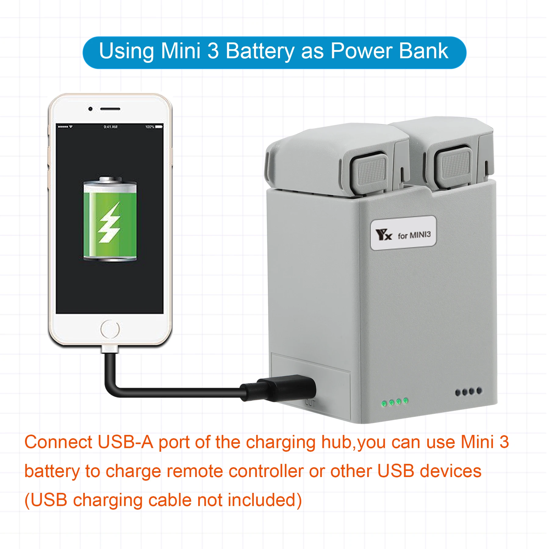 

Two-Way Charging Manager Housekeeper for DJI MINI 3 /Mini 3 Pro / Mini 4 Pro Portable USB Charger