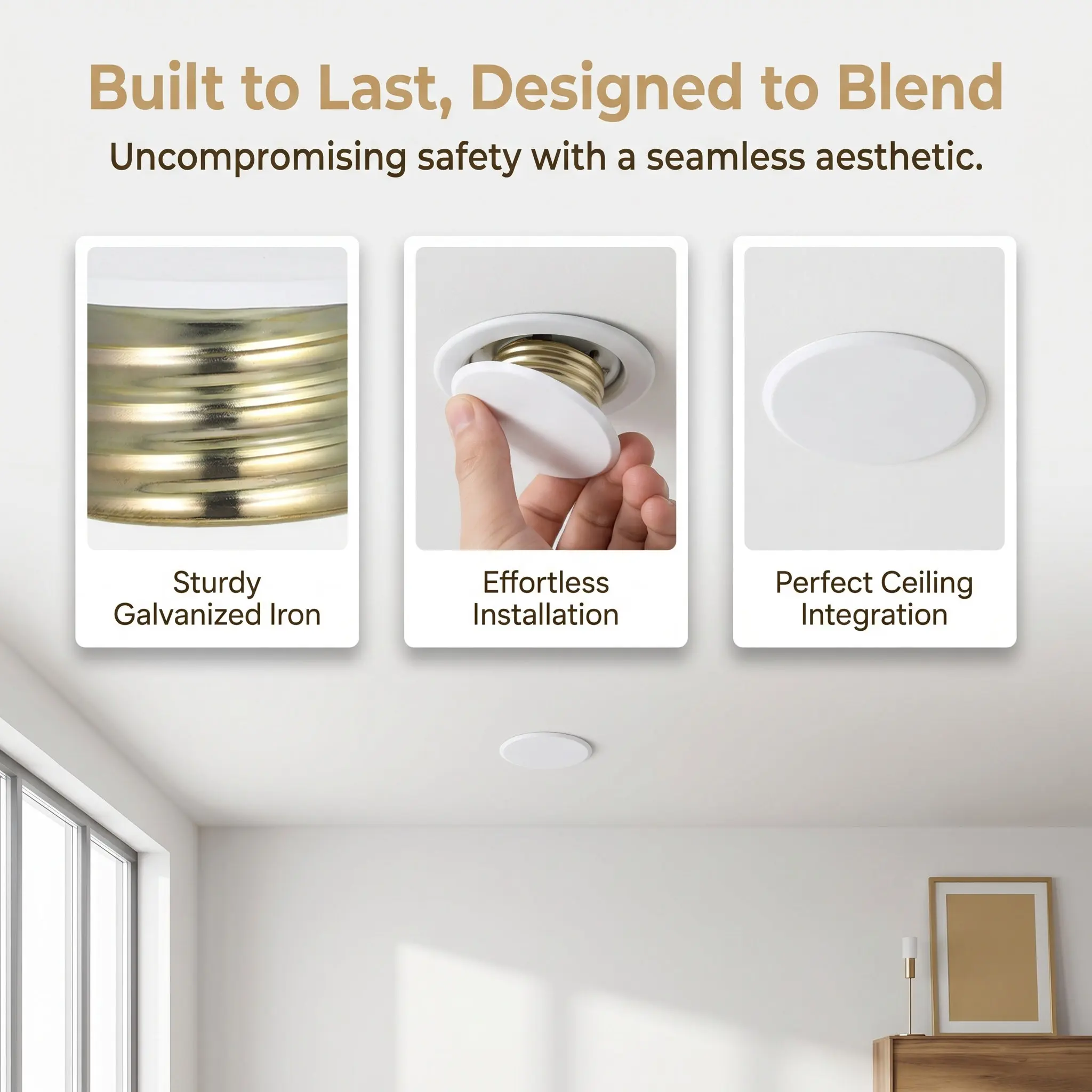 4Pcs Fire Sprinkler Covers Plate White Galvanized Iron Ceiling Concealed Sprinkler Head Protector for Residential Commercial Use