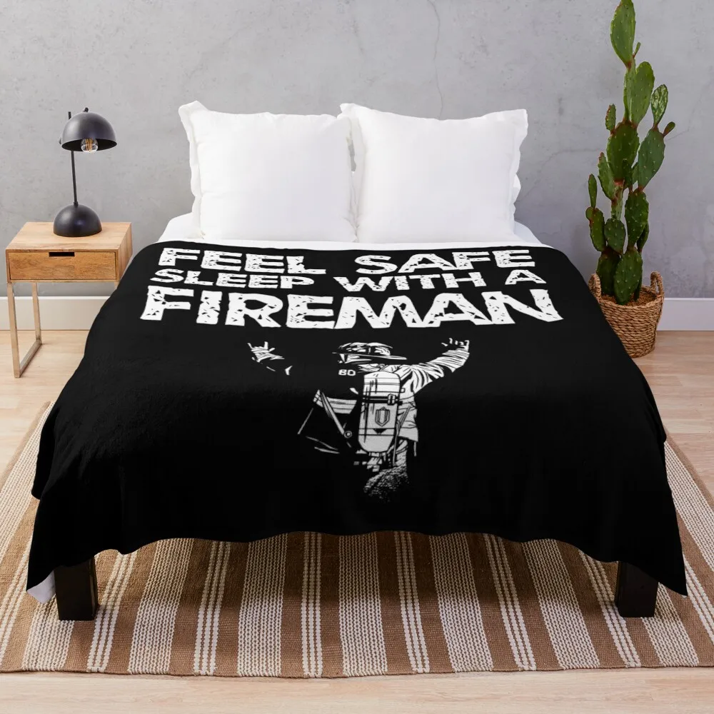 

FEEL SAFE SLEEP WITH A FIREFIGHTER Throw Blanket Blanket Luxury Flannels Blanket