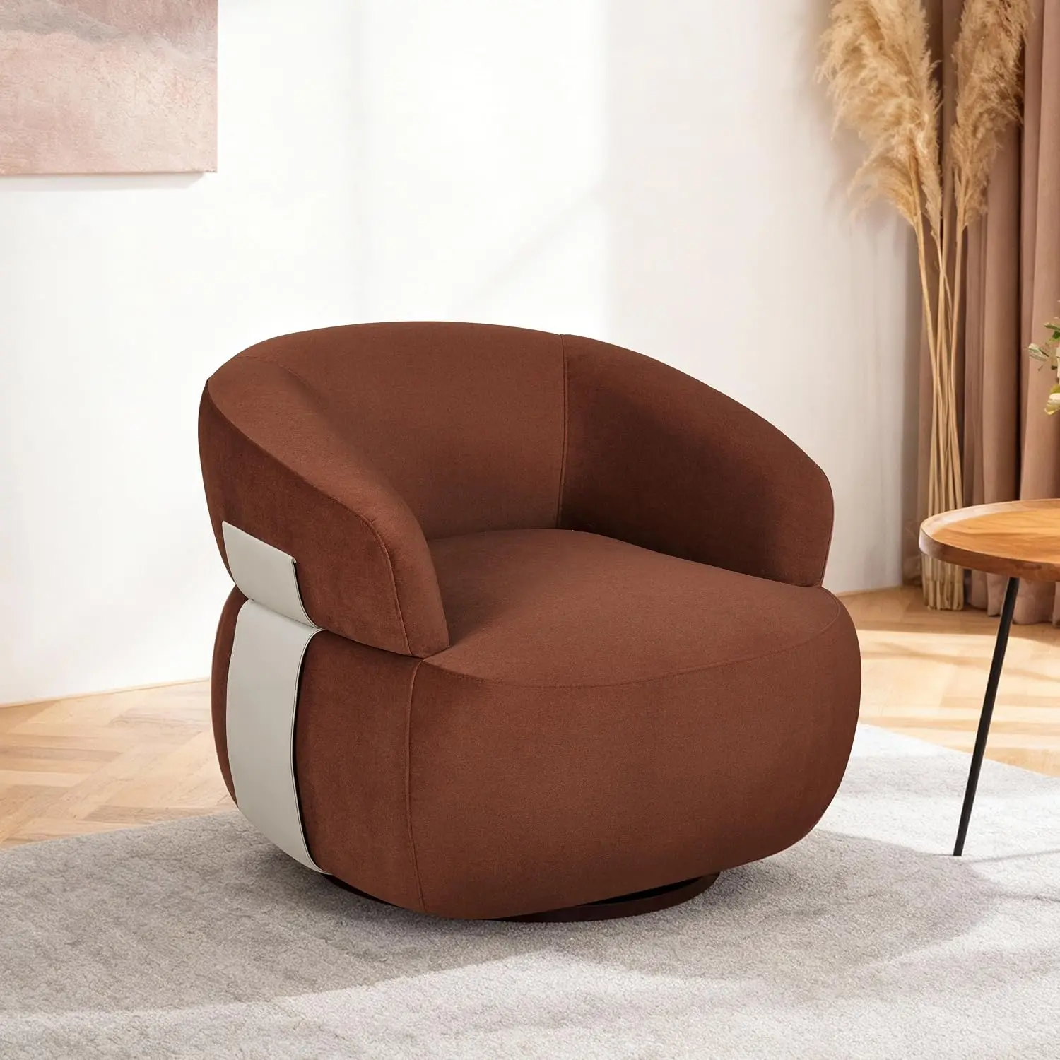33” Oversized Swivel Accent Chair, Upholstered Single Sofa Chair for Living Room, Red, Customized