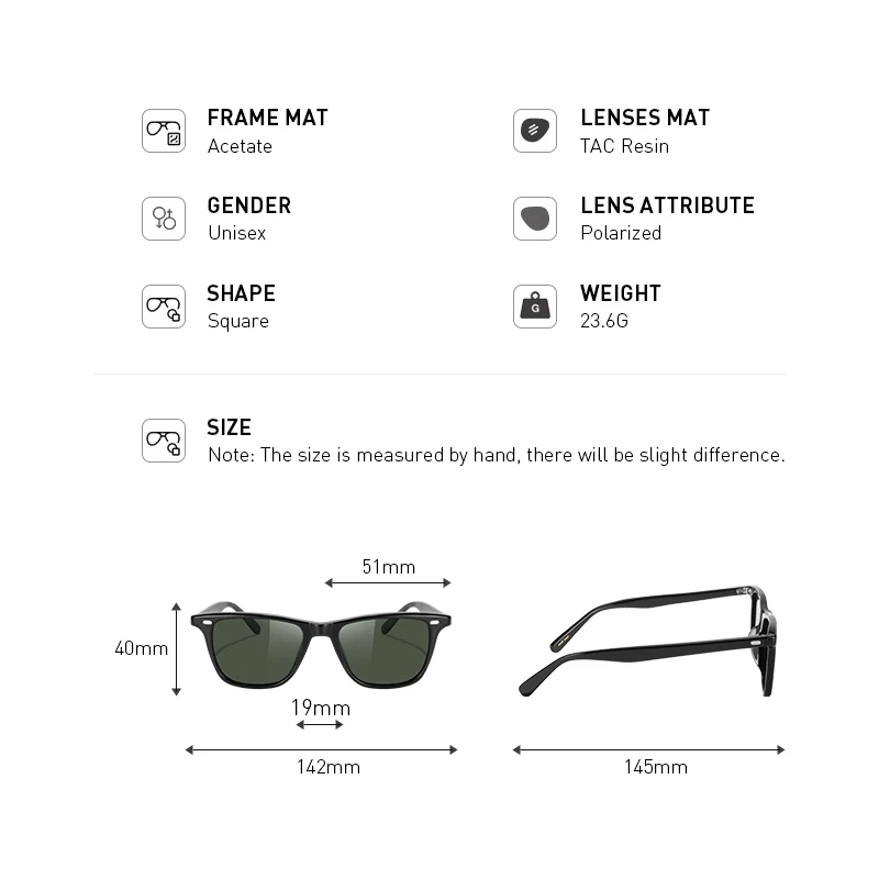 MERRYS DESIGN Retro Männer Acetat Polarisierte Sonnenbrille Frauen Vintage Quadrat Luxus Trend Sonnenbrille UV400 Schutz S8549