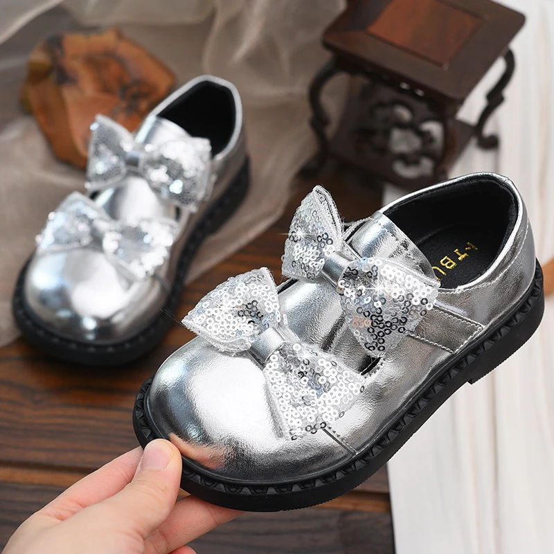 

Girls' shoes, genuine leather children's princess shoes, 2025 new spring and autumn children's shoes, little girls' bow black le
