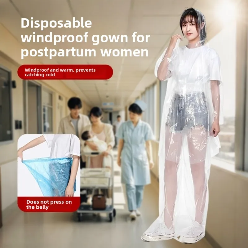 

Ветрозащитный пластиковый пакет для послеродовой одежды: цельный свободный комбинезон для женщин, защитное средство для домашнего ухода после родов