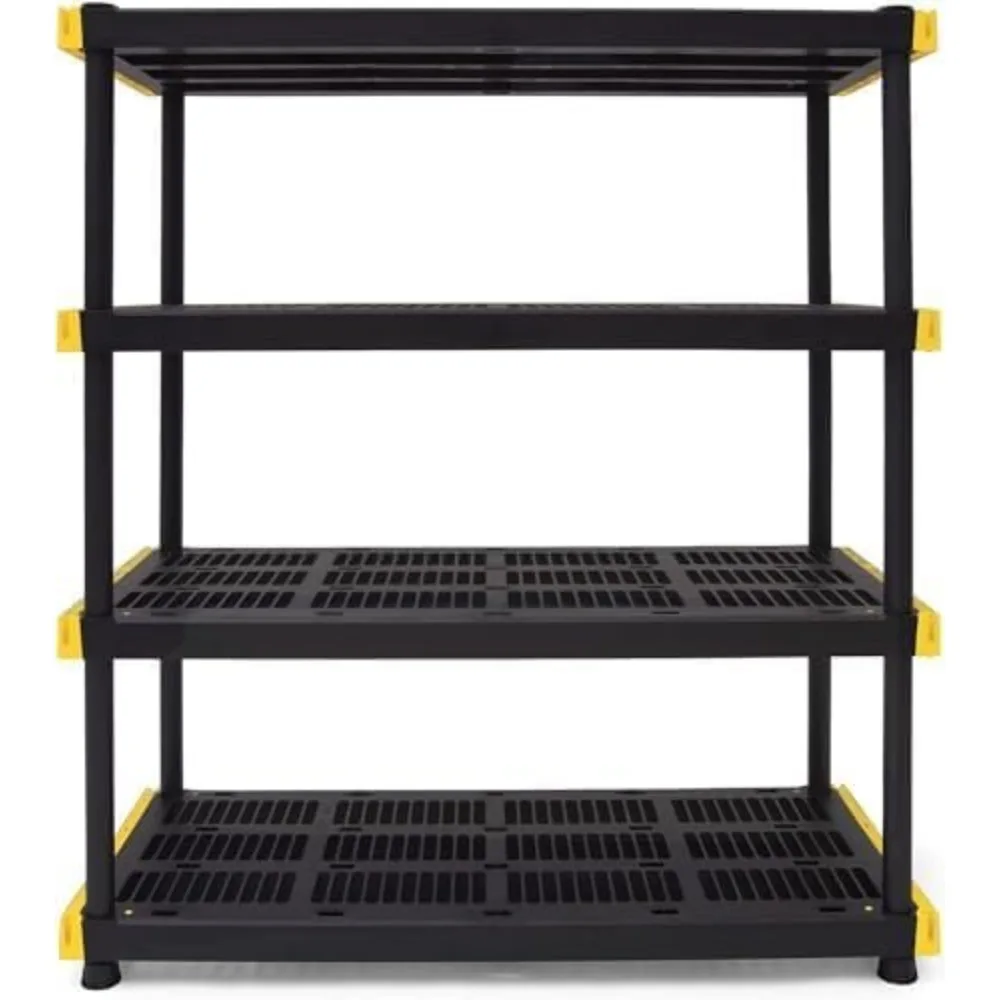 Imagem -04 - Cx®unidade Plástica do Shelving do Armazenamento para o Órgão Interno e Exterior 4-tier Resistente 200lbs Shelf 55 h x 48 w x 20 d cx Preto e Amarelo