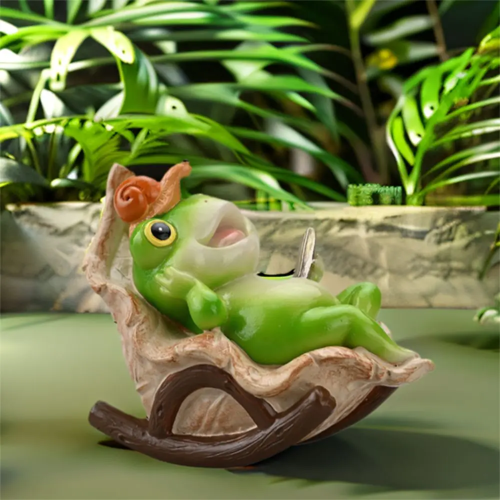

Cute Frog Rocking Chair Handmade Resin Material Frog Potted Plant Figurine Funny Frog Desktop Decoration Garden Office Desktop
