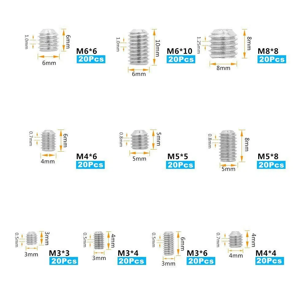 Schrauben 200 Stück m3/m4/m5/m6/m8 Edelstahl 304 Innen sechs kant schrauben Kombination – Detail 3