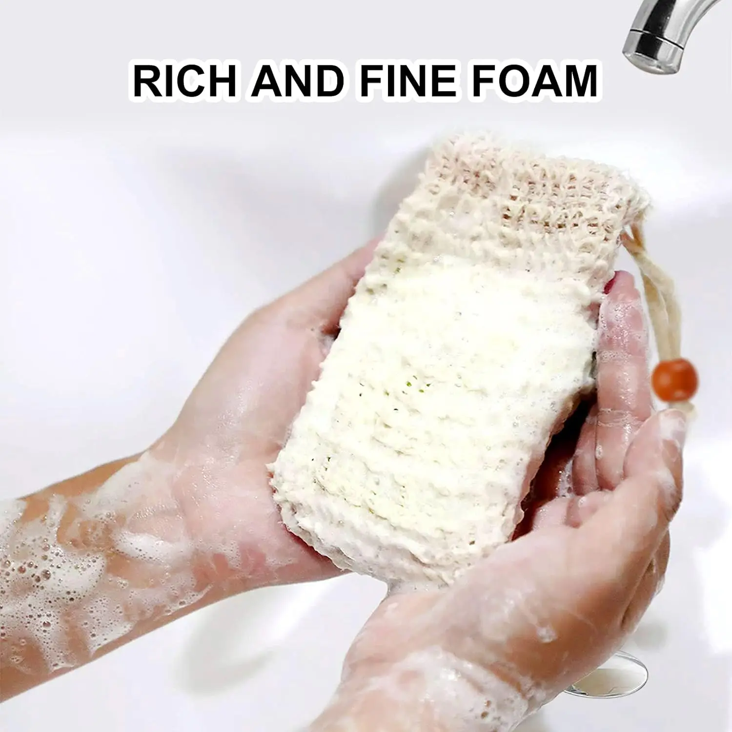 Soap Bag, Natural Sisal Soap Saver Bag Pouch Mesh Net Waste Plastic-free Exfoliating Foaming and Drying Soap Holder for Shower