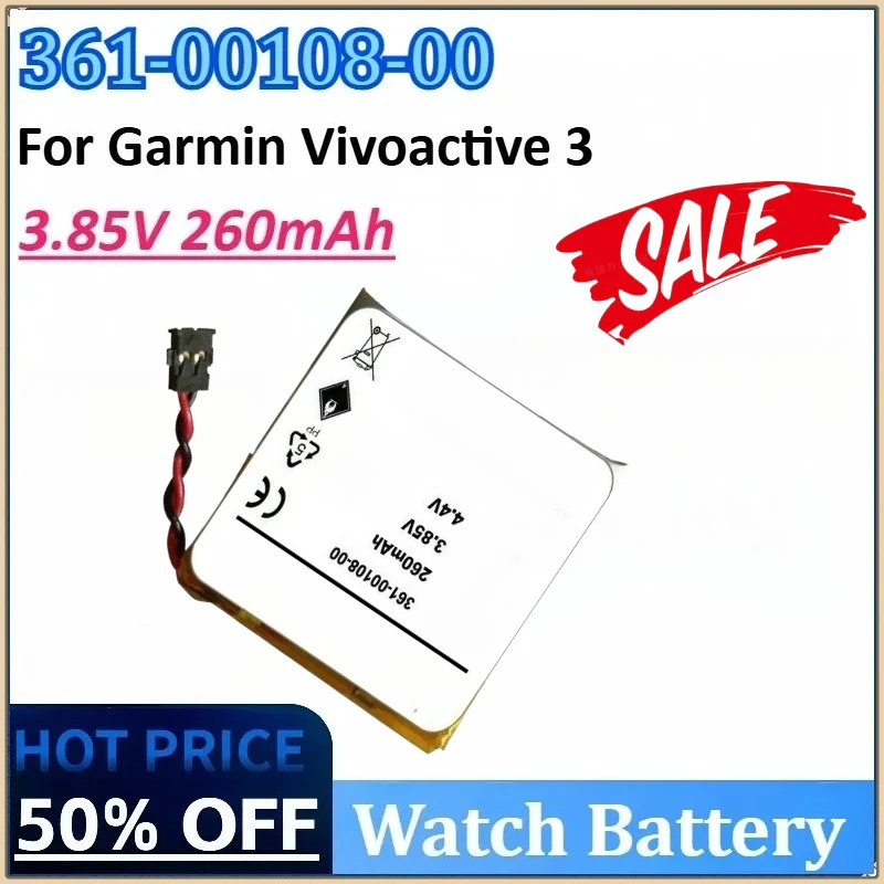 

New 361-00108-00 3.85V 260mAh High-Capacity Replacement Smartwatch Battery for Garmin Vivoactive 3 Rechargeable Watch Battery