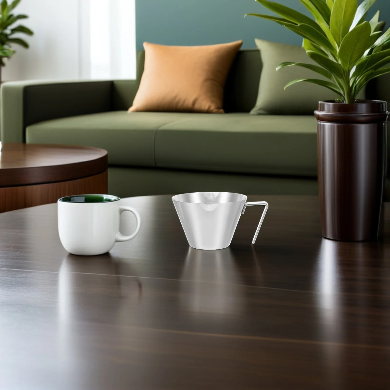 

2Pcs Stainless Steel Espresso Measuring Cups Double Spout Metal Pitchers Clear Scale Coffee Creamer Jug Dishwasher Safe