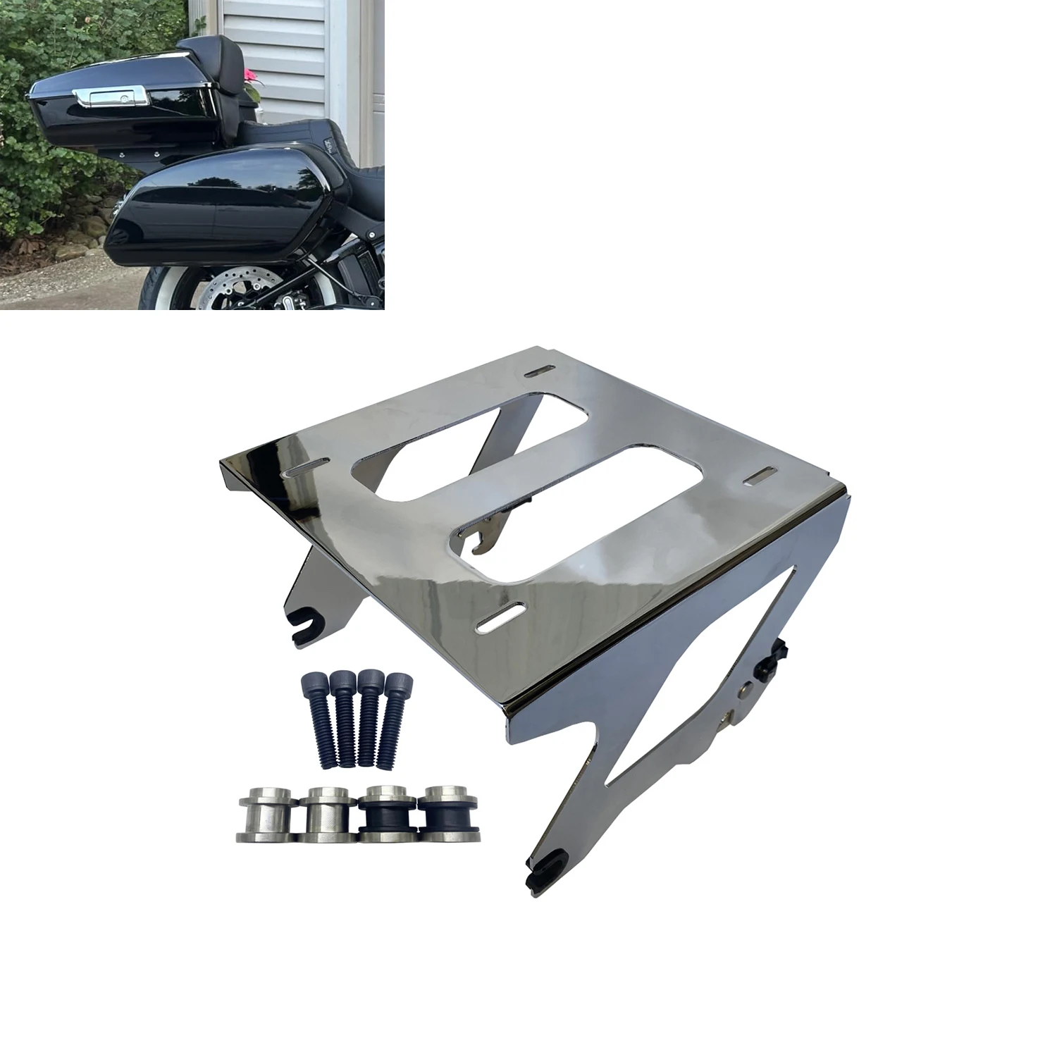 Chrome Solo Luggage Mount Rack Trunk Support Bracket For Harley Lower Rider FLSB FXLR FXLRS FXLRST FXRST 2018-Later