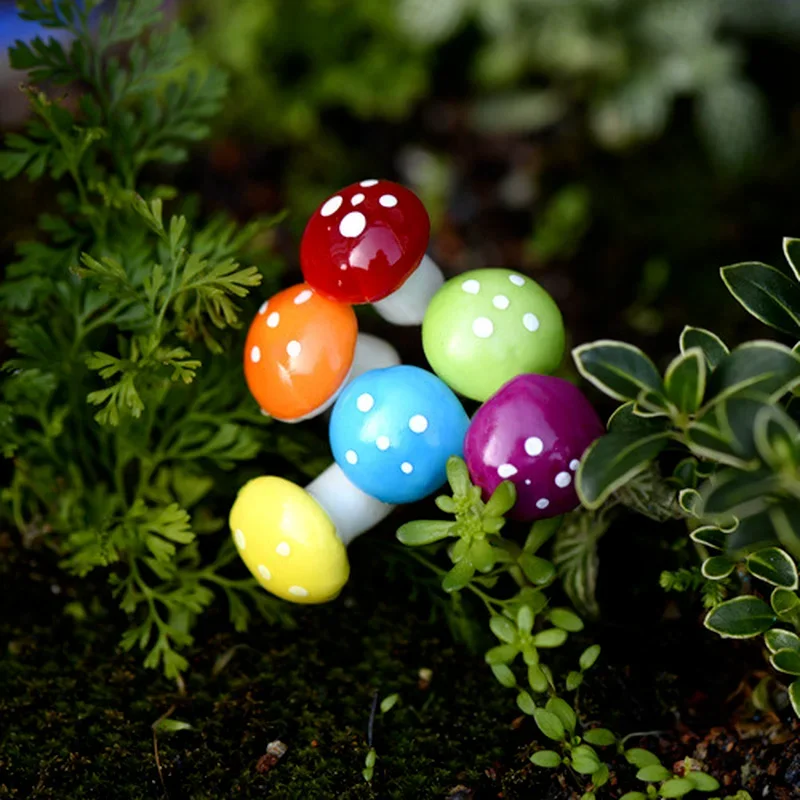 Miniaturas de setas artificiales, Terrario de musgo de jardín de hadas, decoraciones artesanales de resina, estacas artesanales, 2cm, 3cm, 10