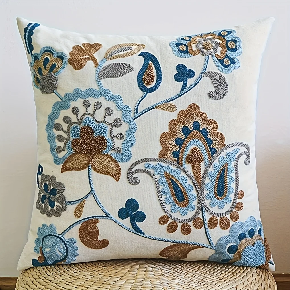 Doppelseitiger Boho Paisley Kissenbezug 2D Blumendruck Weicher Zierkissenbezug für Heimdekoration Geschenk