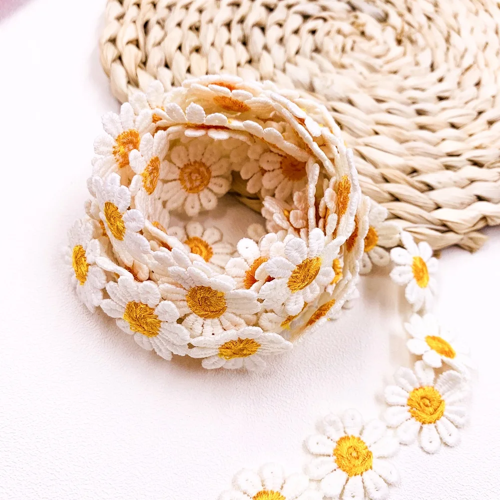 2 Yards 180cm Romantic Daisy Sun Flower Water Soluble Lace Knitting Sewing Crafts DIY Wedding Dress Skirt Scrapbook Fabric Decor