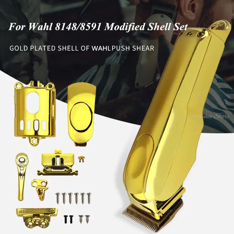 For Wahl 8148/8591 Clipper ABS Modified Shell Trimmer Front Bottom Cover Tool Accessories Gradient Electroplated Gold G0717