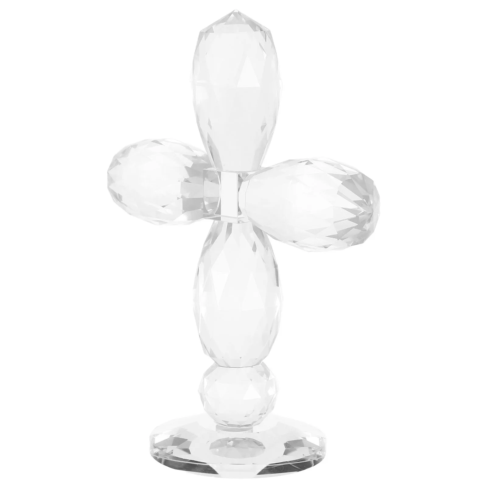 

Transparent Handmade Crystal Cross Standing Decoration Glass Religious Memorial Desk Ornament Home Office Christmas Tabletop