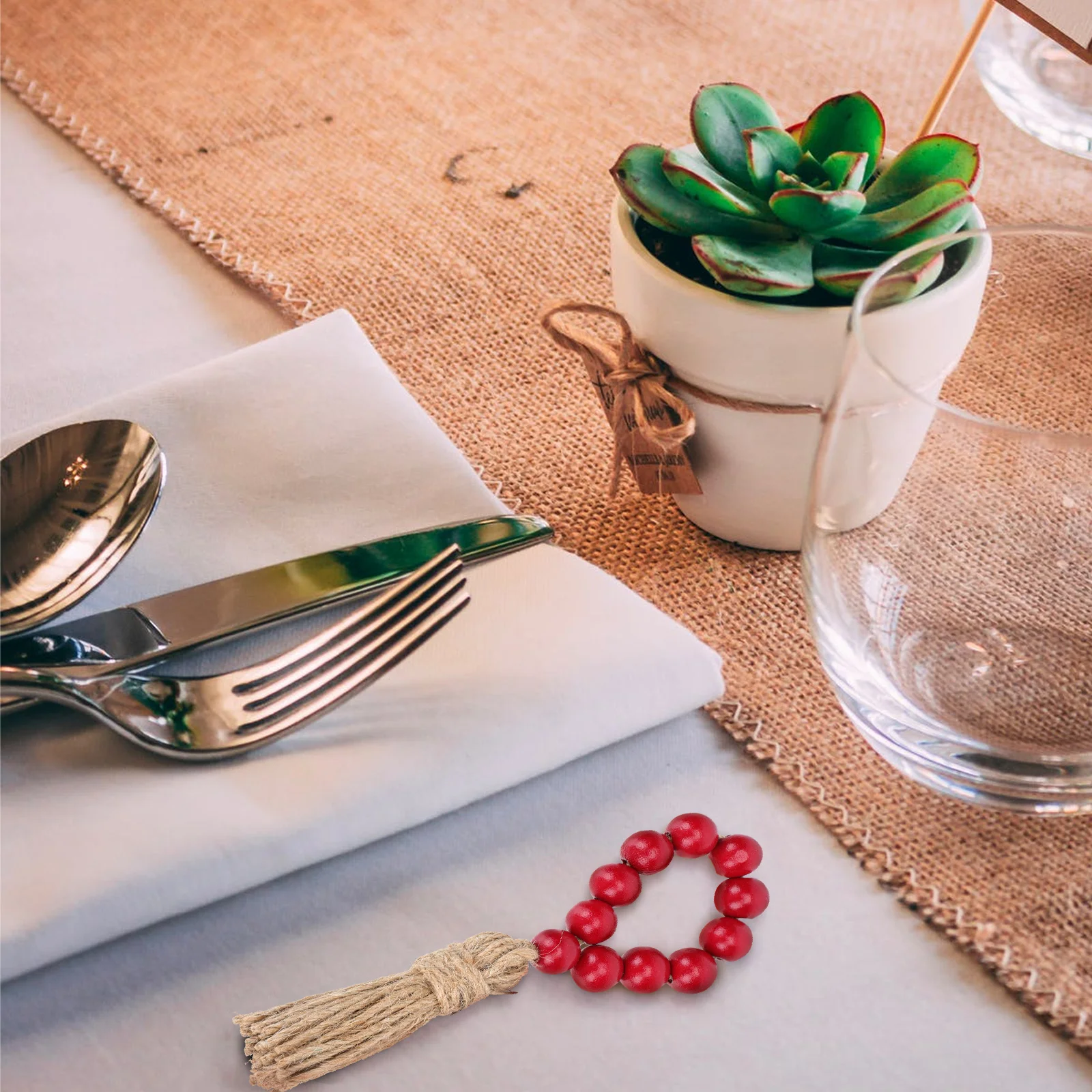 

4pcs Wooden Bead Napkin Rings Natural Farmhouse Style Handmade Table Decor For Wedding Home Kitchen Wood Beaded Decoration