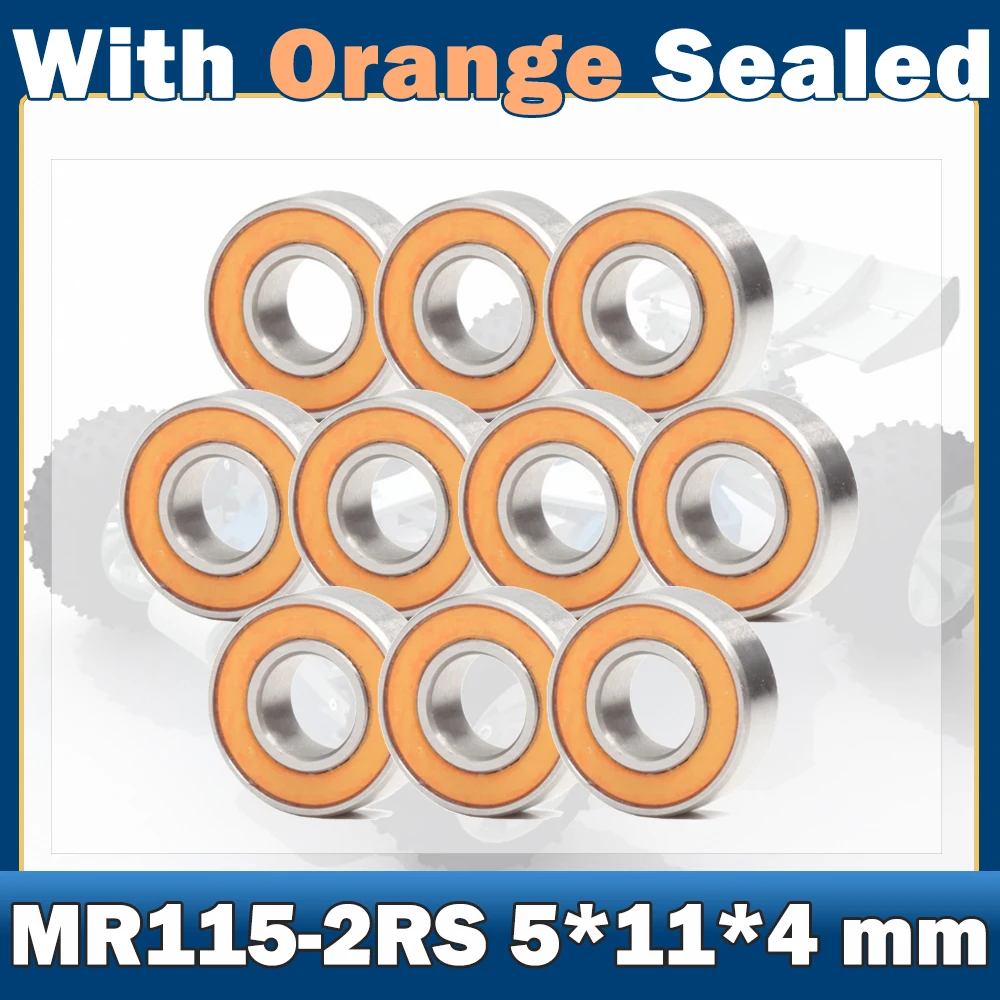 

MR115RS Bearing ( 10 PCS ) 5*11*4 mm ABEC-7 Hobby Electric RC Car Truck MR115 RS 2RS Ball Bearings MR115-2RS Orange Sealed