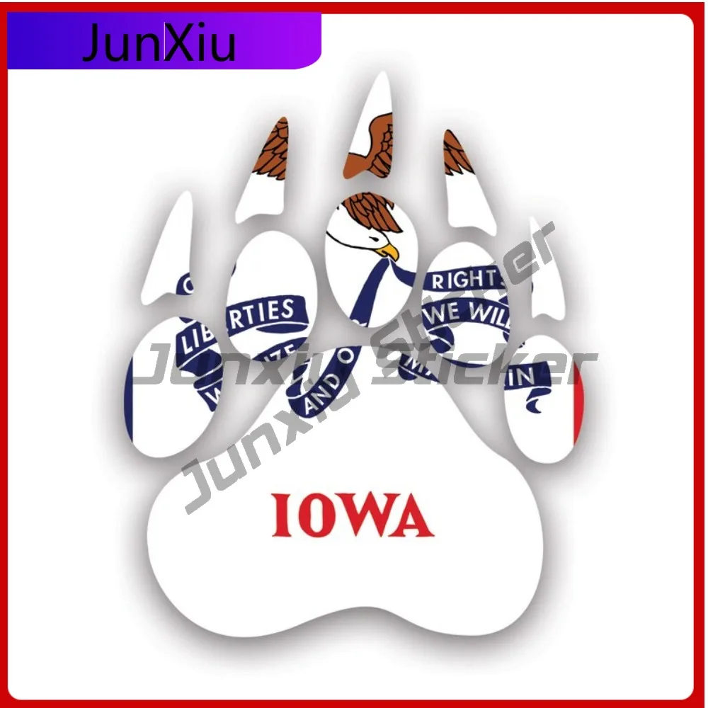 

Iowa State Bear Print Shaped Sticker Creative Decals Grizzly Track Tracks Polar Outdoors Explore Hiking Camping State Flag
