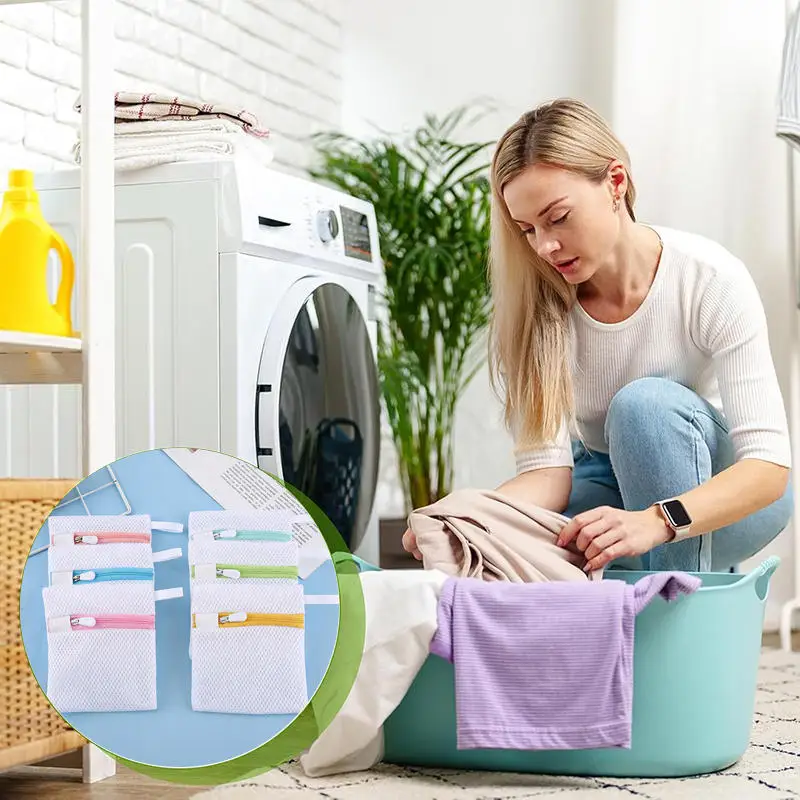 Bolsa de lavandería cuadrada de malla de poliéster para protección de ropa, bolsa de aislamiento para detergente granulado desinfectante, almacenamiento para lavadora